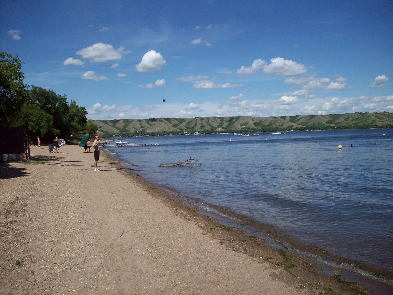 Beach on Echo Lake with Qu'Appelle Valley hills, 2009